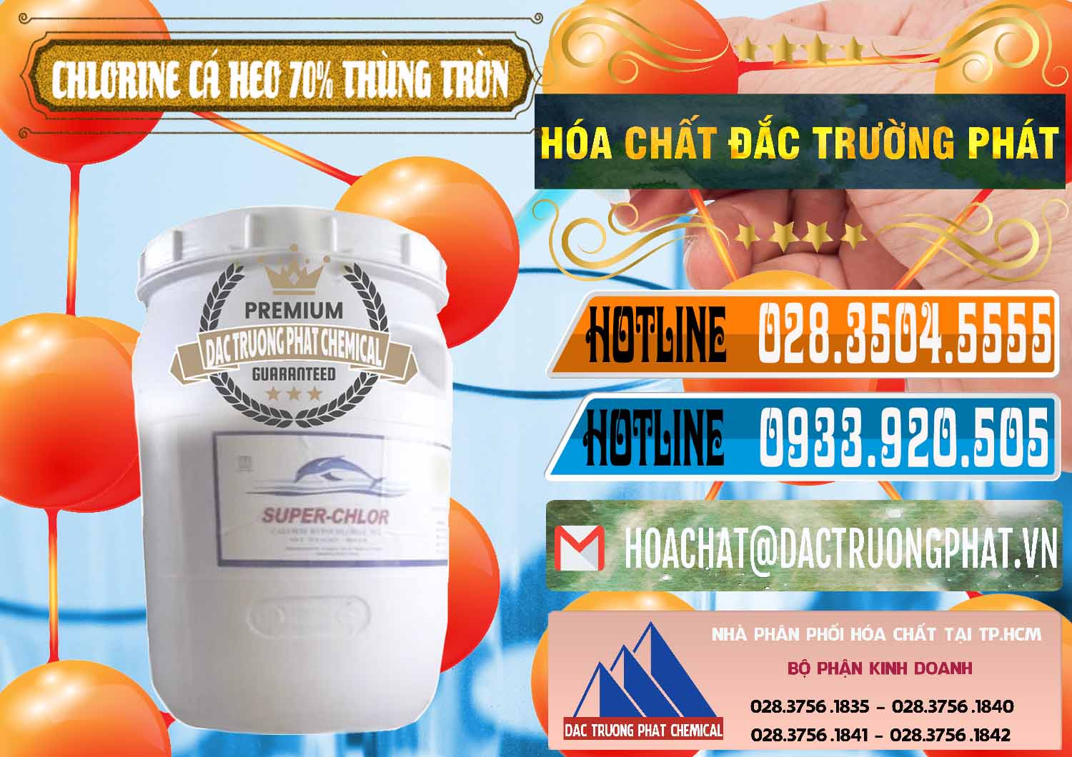 Chuyên nhập khẩu & bán Clorin - Chlorine Cá Heo 70% Super Chlor Thùng Tròn Nắp Trắng Trung Quốc China - 0239 - Công ty chuyên phân phối - bán hóa chất tại TP.HCM - stmp.net