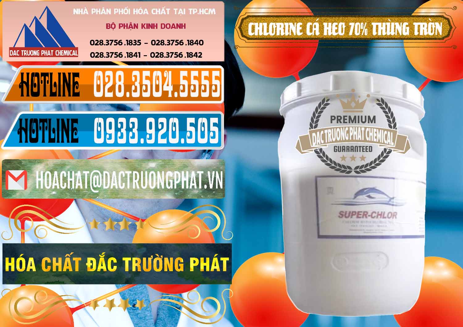 Chuyên bán _ phân phối Clorin - Chlorine Cá Heo 70% Super Chlor Thùng Tròn Nắp Trắng Trung Quốc China - 0239 - Cty chuyên bán - phân phối hóa chất tại TP.HCM - stmp.net