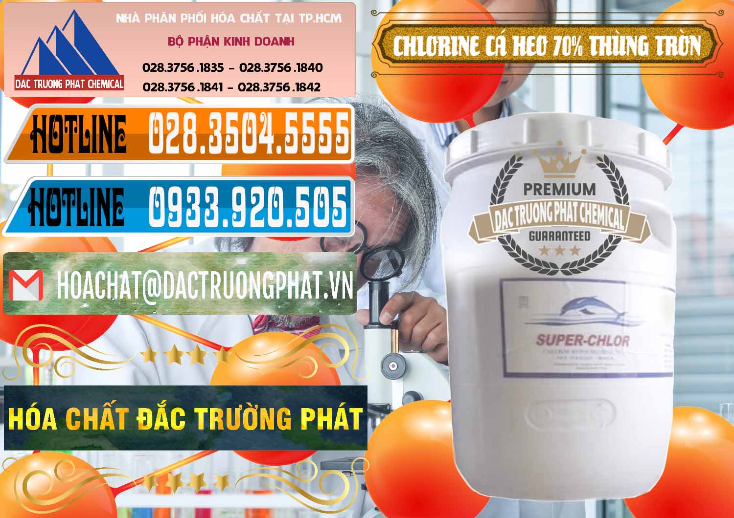Đơn vị chuyên nhập khẩu _ bán Clorin - Chlorine Cá Heo 70% Super Chlor Thùng Tròn Nắp Trắng Trung Quốc China - 0239 - Công ty phân phối - cung ứng hóa chất tại TP.HCM - stmp.net