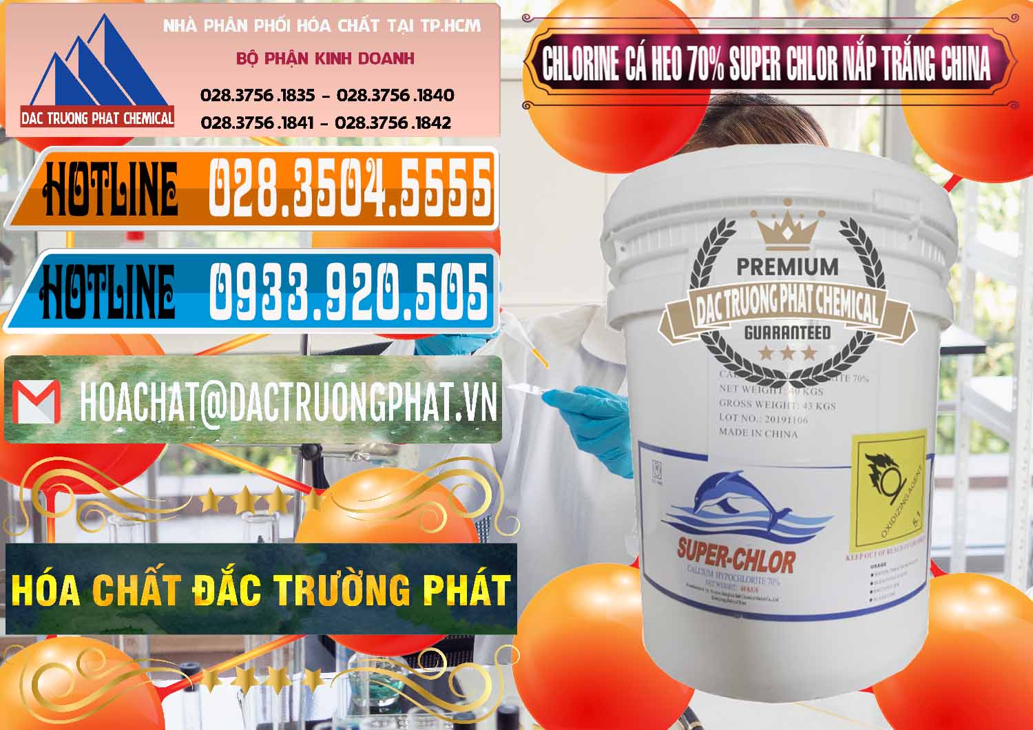 Cty bán - phân phối Clorin - Chlorine Cá Heo 70% Super Chlor Nắp Trắng Trung Quốc China - 0240 - Cung cấp & bán hóa chất tại TP.HCM - stmp.net