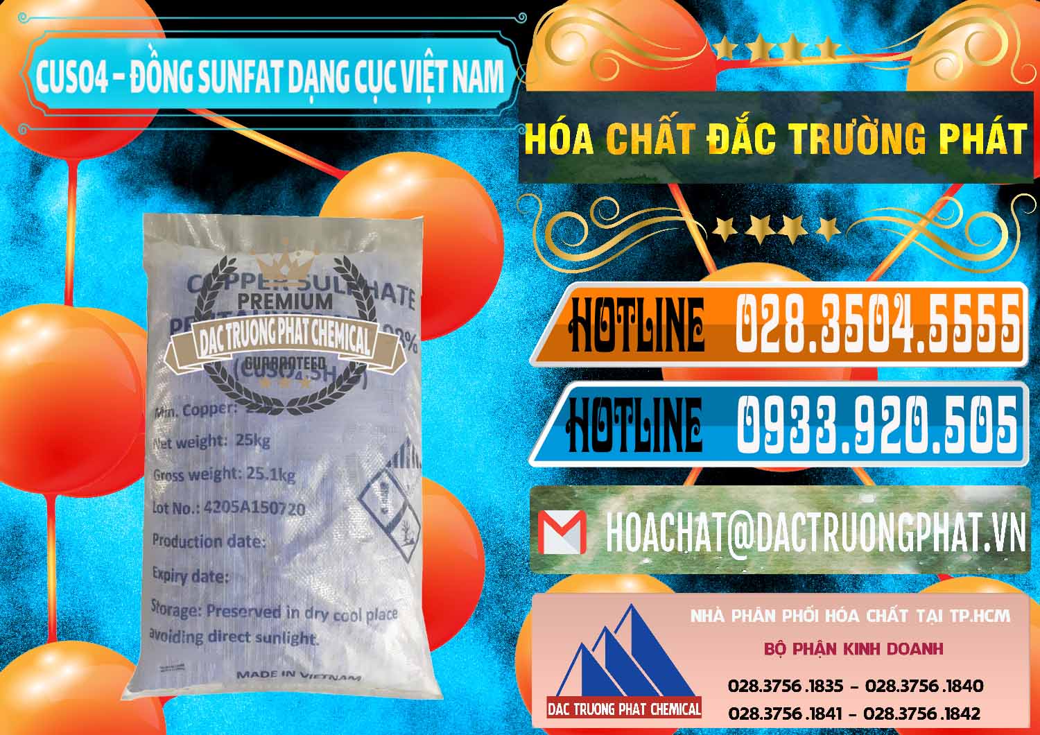Cty cung ứng - bán CUSO4 – Đồng Sunfat Dạng Cục Việt Nam - 0303 - Nơi kinh doanh ( bán ) hóa chất tại TP.HCM - stmp.net