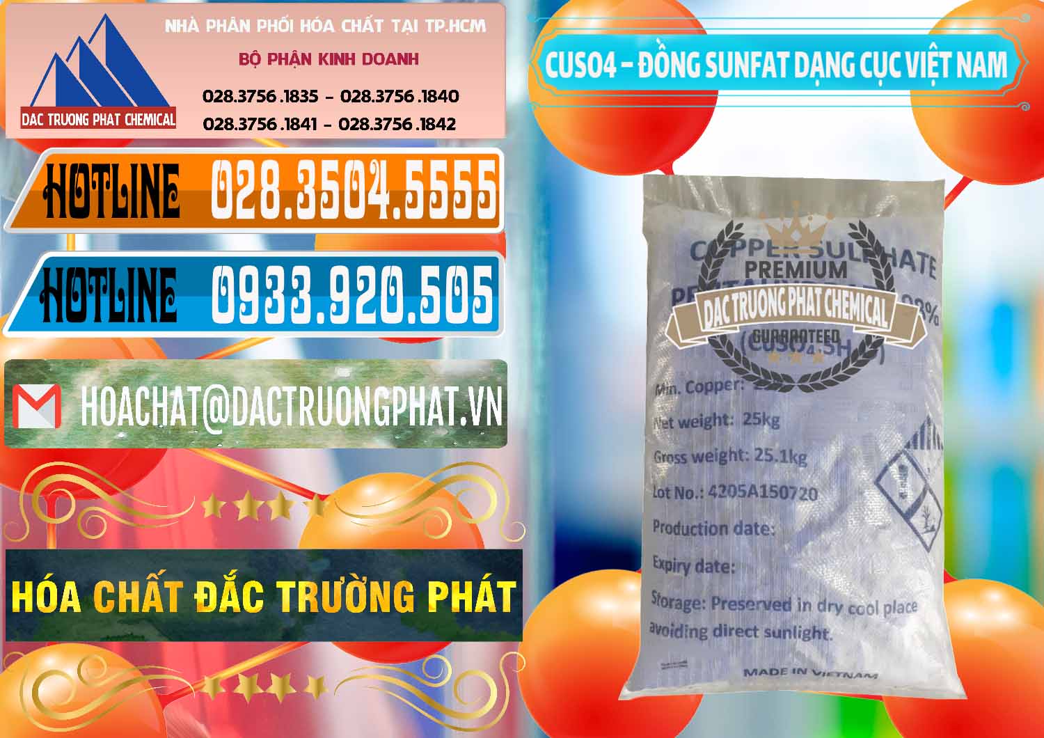 Phân phối ( cung ứng ) CUSO4 – Đồng Sunfat Dạng Cục Việt Nam - 0303 - Đơn vị chuyên cung cấp & bán hóa chất tại TP.HCM - stmp.net