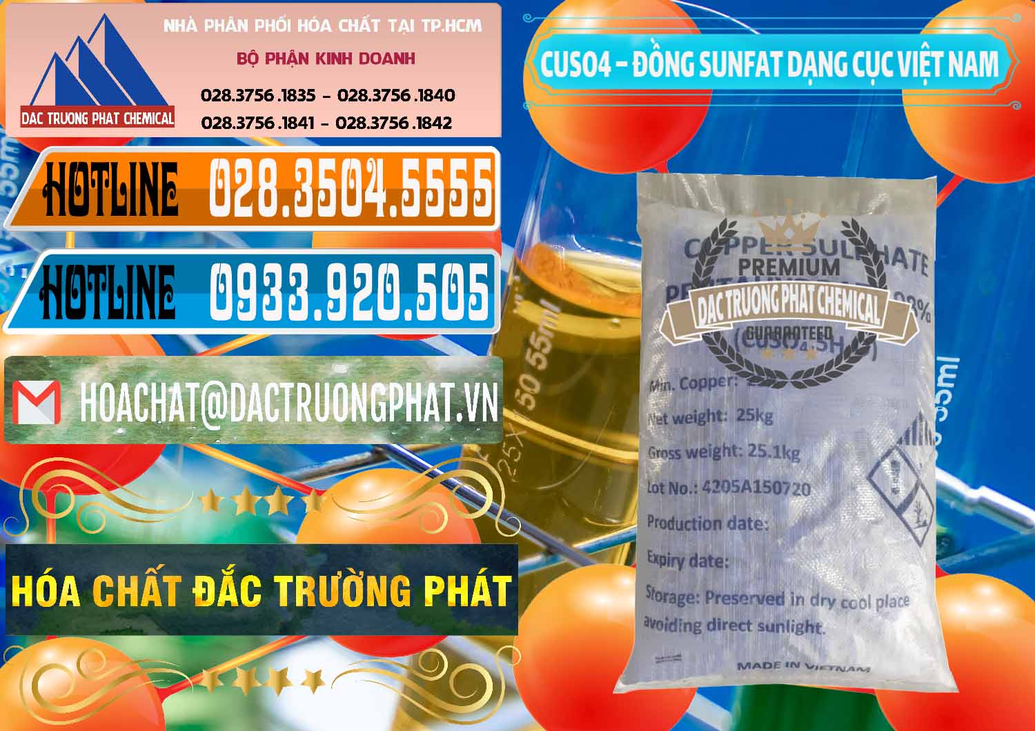 Kinh doanh _ bán CUSO4 – Đồng Sunfat Dạng Cục Việt Nam - 0303 - Công ty phân phối ( cung cấp ) hóa chất tại TP.HCM - stmp.net