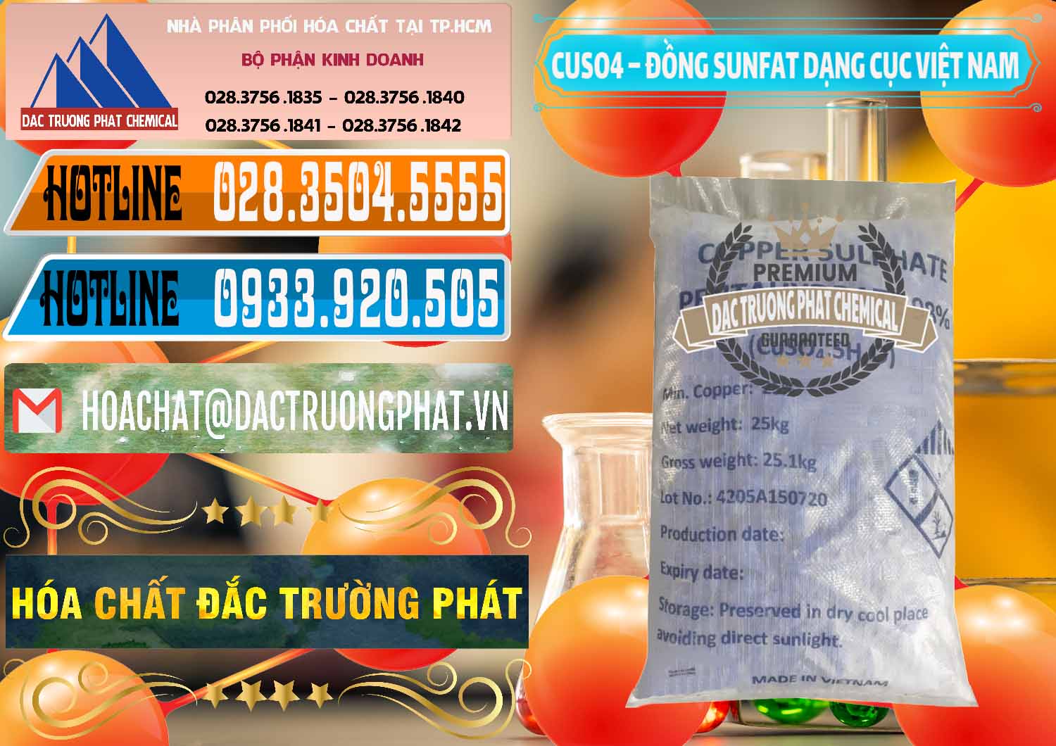 Cty bán và cung cấp CUSO4 – Đồng Sunfat Dạng Cục Việt Nam - 0303 - Chuyên cung ứng & bán hóa chất tại TP.HCM - stmp.net