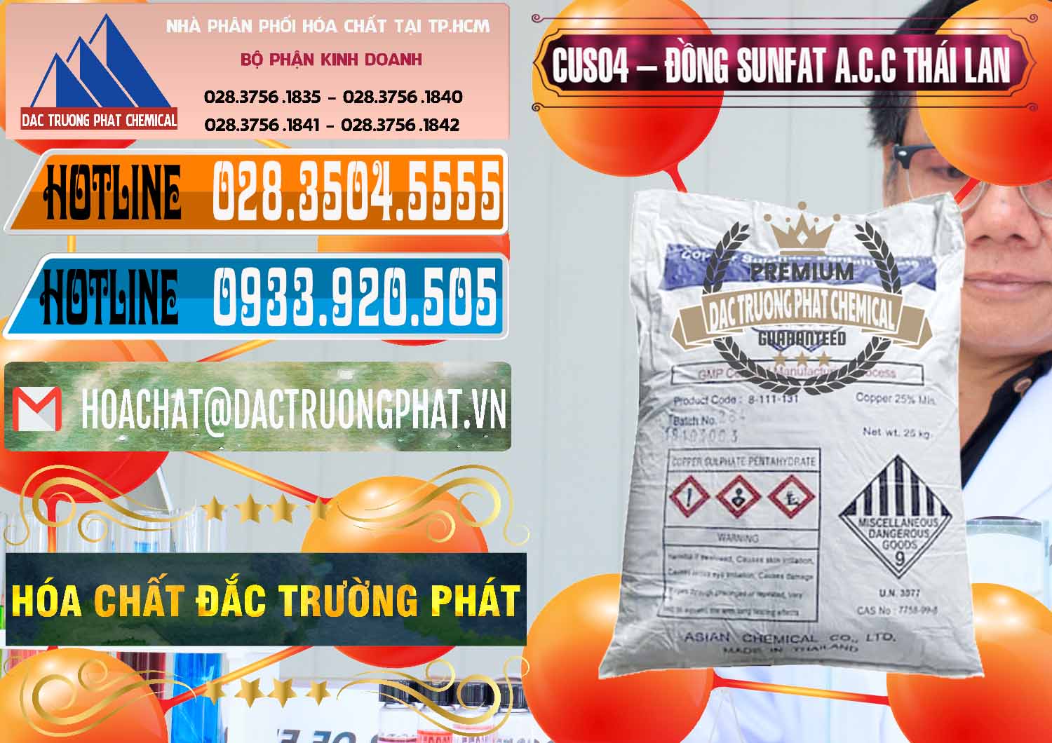 Nơi cung ứng và bán CuSO4 – Đồng Sunfat A.C.C Thái Lan - 0249 - Công ty chuyên kinh doanh và phân phối hóa chất tại TP.HCM - stmp.net