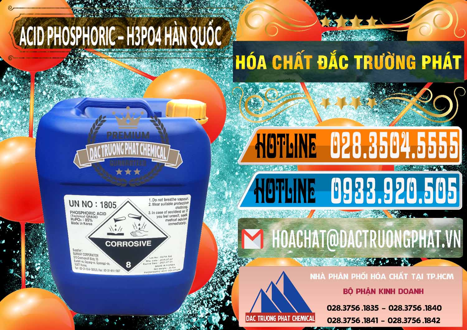 Cty chuyên nhập khẩu ( bán ) Acid Phosphoric – H3PO4 85% Can Xanh Hàn Quốc Korea - 0016 - Đơn vị kinh doanh - phân phối hóa chất tại TP.HCM - stmp.net